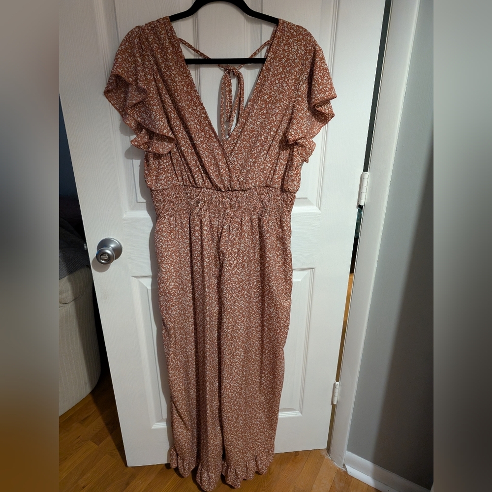 Floral Ruffle Sleeve Jumpsuit